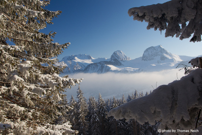 Bergpanorama im Winter Nebel