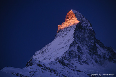Sonnenuntergang am Matterhorn Berg Gipfel