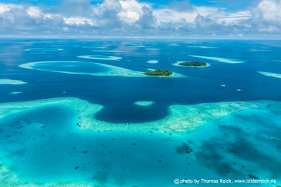 Malediven Inseln aus der Luft